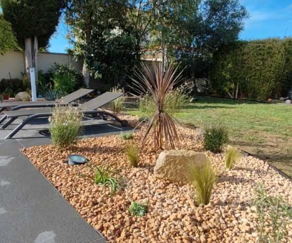 Création massif méditerranéen Création massif méditerranéen dans un jardin